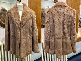 Vintage Ladies French Mink Jacket, mink brown colour, collar and reveres, two slit pockets, hook and