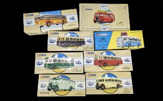 Boxed Corgi Classics Collection Die Cast Models, comprising Leyland Tiger 97214, Daimler Burwell &