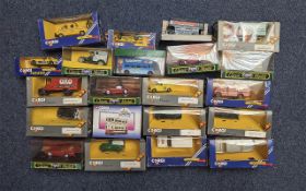 Box of Corgi Boxed Die Cast Models, including MGA Soft Top D732, Austin Healey 3000 D733, Morris J