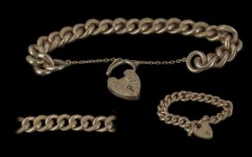 Edwardian Period 1902 - 1910 Superior Quality 9ct Gold Curb Bracelet, with Snake Skin Design to