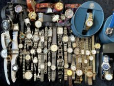 Collection of Ladies & Gentleman's Wristwatches, bracelet and leather straps, including Timex,
