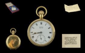 Vertex - Fine Quality Swiss made Gold Filled Keyless Open Faceted Pocket Watch. Features Unbreakable