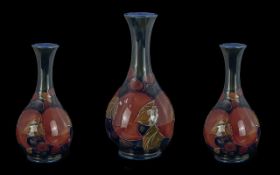 William Moorcroft Signed Globular Shaped Long Necked Vase ' Pomegranate ' Design. c.1920's. Height