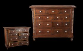 Victorian Mahogany Table Top Chest Of Drawers. Three Short Over Six Long Drawers,