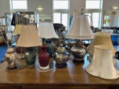 A Collection of Eight Modern Table Lamps various styles, a/f.