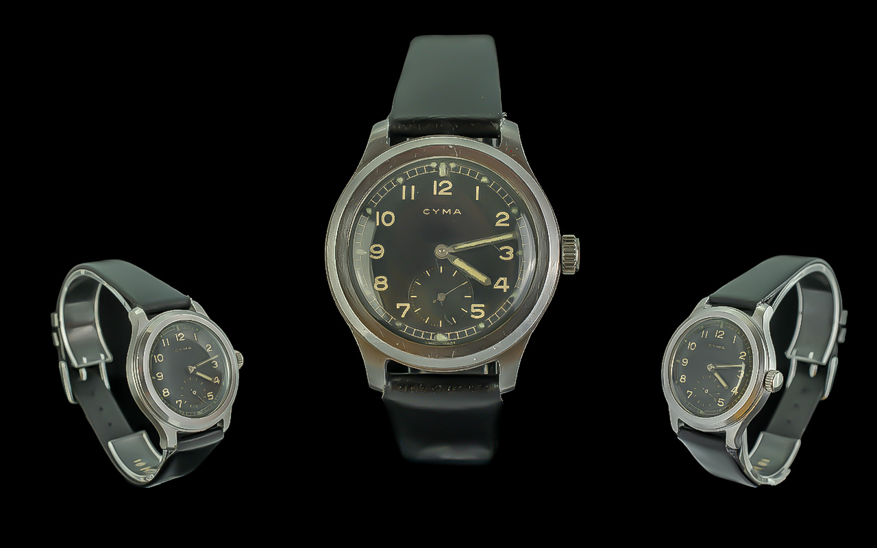CYMA 'Dirty Dozen' World War II Military - Army Steel Cased Mechanical Wristwatch. Features black
