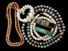 Collection of Quality Beaded Necklaces, including a Chinse nut bead necklace, and an Indian mosaic