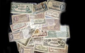 Small Collection of Assorted Bank Notes, including Japanese Rupee, Japanese Assorted, Malaya