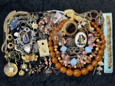 Collection of Quality Costume Jewellery, including amber coloured beads, necklaces, pendants,