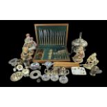 A Collection of Assorted Items to include a canteen of cutlery, silver plate, Capodimonte, various