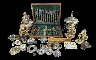 A Collection of Assorted Items to include a canteen of cutlery, silver plate, Capodimonte, various