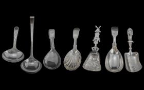 A Fine Collection of 18th / 19th Century Sterling Silver Caddy Spoons ( 7 ) In Total. All with