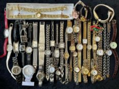 Collection of Ladies Wristwatches, bracelet and leather straps, comprising Pierre Nicol watch and