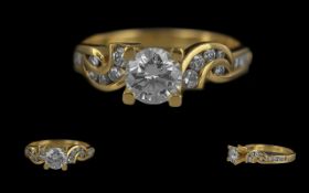 Ladies Superb 22ct Gold Contemporary Diamond Set Dress Ring marked 916 to interior of shank, the