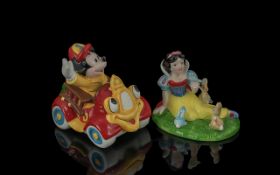 Disney Snow White Figure, together with Disney musical Mickey in car.