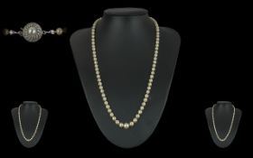 Ladies Excellent Single Strand of Cultured Pearls with 14ct gold clasp, with full hallmark 585 -