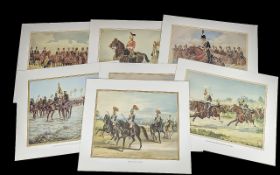 Twelve British Army Prints, each measure