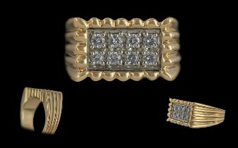 Gents - Heavy 14ct Gold Heavy Diamond Se