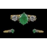 Ladies 18ct Gold Three Stone Emerald and