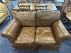 Brown Two Seater Leather Sofa.