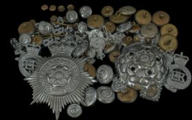 Box of Police Badges & Buttons, includin