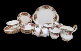 Royal Albert 'Old Country Roses' Tea Set, comprising six cups, saucers and side plates, a milk