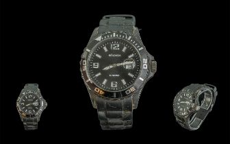 Sekonda Gentleman's Wristwatch, black strap, black face, with white baton numerals and date