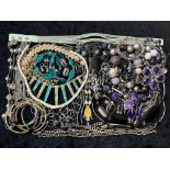 A Collection of Vintage Costume Jewellery to include necklaces, pearls, brooches, gold tone