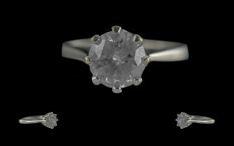 18ct White Gold Single Stone Diamond Ring, Round Modern Brilliant Cut, Estimated H-I Colour P3