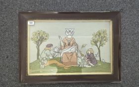 Early 20th Century Folk Art Tapestry Picture, family group, framed. Measures 20'' x 13''.