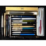 Collection of Vintage Fountain & Ballpoint Pens, including a Cross black fountain pen in original