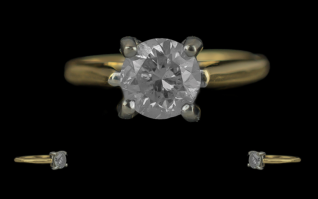 Ladies 18ct Gold Single Stone Diamond Ring, the shank not marked but tests 18ct, the round,