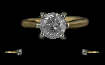 Ladies 18ct Gold Single Stone Diamond Ring, the shank not marked but tests 18ct, the round,