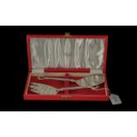 Boxed Set of Sterling Silver Fish Serving Set, fully hallmarked, in red lined box marked Lane