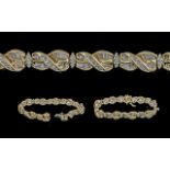 Ladies Superb Quality 14ct Gold Brilliant and Baguette Cut Diamond Bracelet, marked 585 - 14ct,