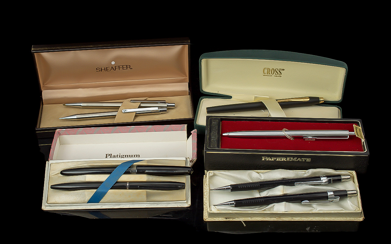 A Good Collection of Vintage Pens ( Boxed ) Comprises 1/ Roll tip 05 mm, Pentel P205 Pair of