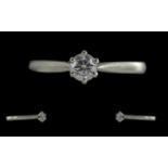 Ladies 18ct Gold Single Stone Diamond Set Ring - Marked 18ct To Interior Of Shank. Comes With G.I.