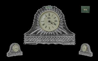 Galway - Heavy Irish Cut Crystal Small Quartz Table Clock. Size 5 x 7 Inches. With Box / Papers.