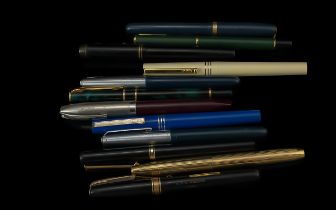 A Collection of Vintage Fountain Pens - Various Makers 12 In Total. (1) Watermans (2) Parker (3)