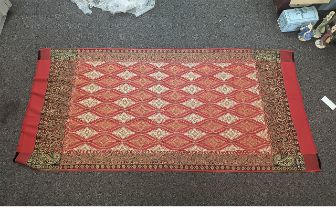 Red & Gold Embroidered Kashmir Wool Shawl.