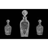 Elizabeth ll Fine Quality Silver Collared Heavy Cut Glass Crystal Decanter, special hallmark