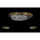 Ladies 18ct Gold Pleasing 3 Stone Diamond Set Ring. Marked 18ct to Interior of Shank. The 3 Well