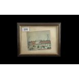 Framed Small Lowry Picture with Signature, image measures 5'' x 4'', signature on mounting.