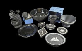 Quantity of Wedgwood Black Basalt, to include vases, trinket pots, Dolphin Gurgle Vase,Josiah