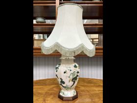 A Masons Ironstone Chartreuse Tokyo Table Lamp Very Large 18 in height decorated in Green & Gold.