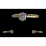 Ladies 18ct Gold Single Stone Diamond Set Ring. Full Hallmark to Interior of Shank.