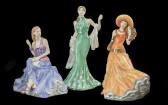 Royal Doulton Trio of Hand Painted Figures ( 3 ) In Total ' Pretty Ladies ' Collection. Comprises 1/