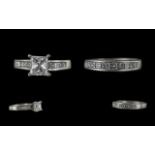 Ladies Fine Quality Platinum Diamond Set Wedding Ring and Engagement Ring. Both Marked 900 to