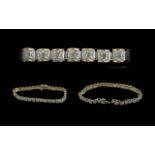 9ct Gold Diamond Set Line Bracelet. Full Hallmark to Clasp. Diamond Weight Stamped 1.00 cts, Size