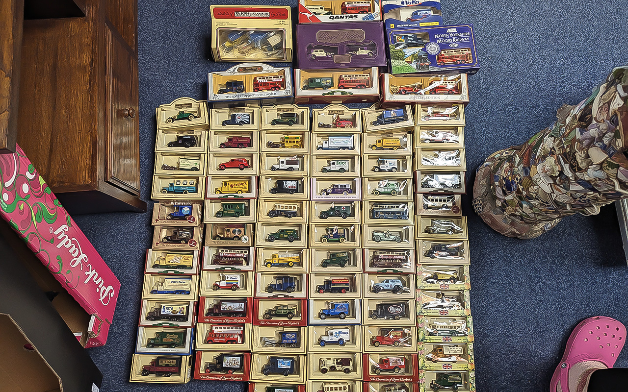 Collection of Die Cast Models in two banana boxes, containing approx. 80 blister packed models,